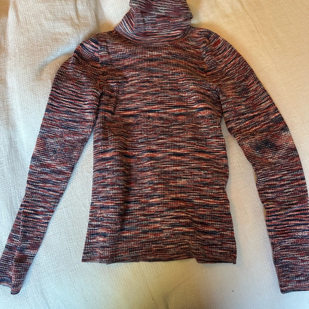 Madewell Red and Black Turtleneck Sweater